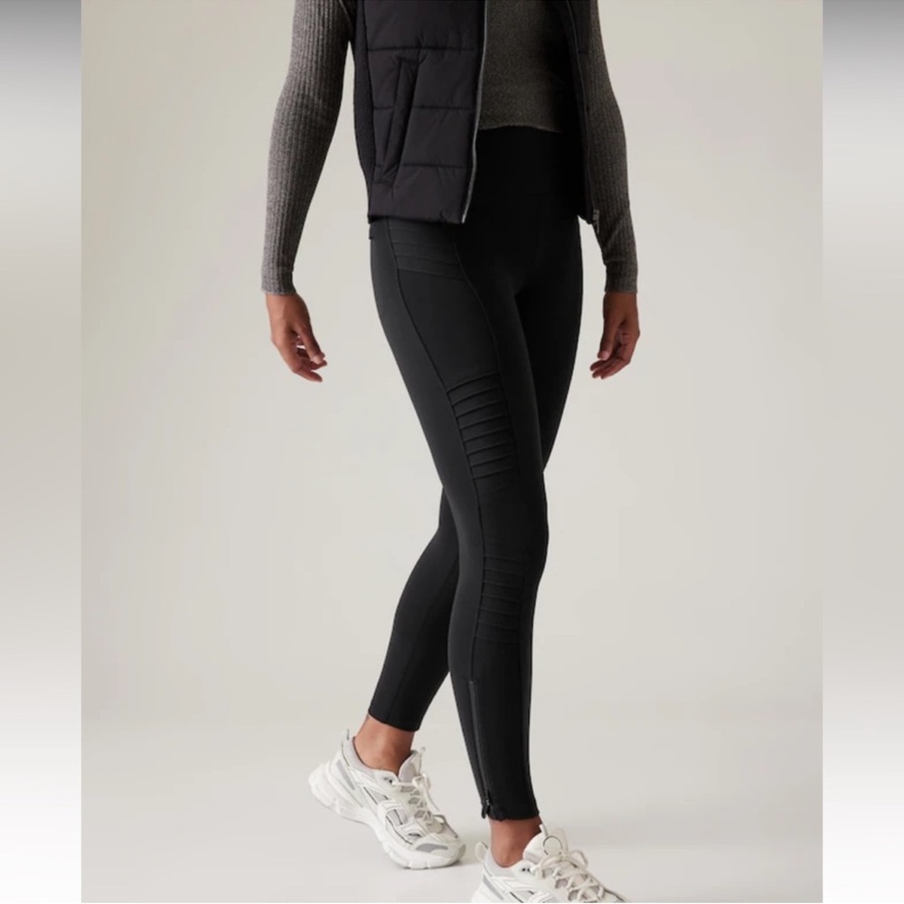 Athleta Black Delancey Moto Tights‎ Women’s Size Small